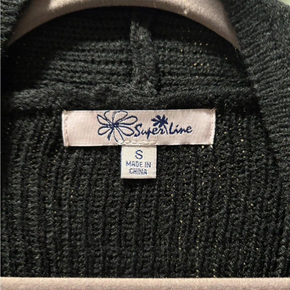 Superline Black and Cream Women's Cardigan Sweater size‎ small
